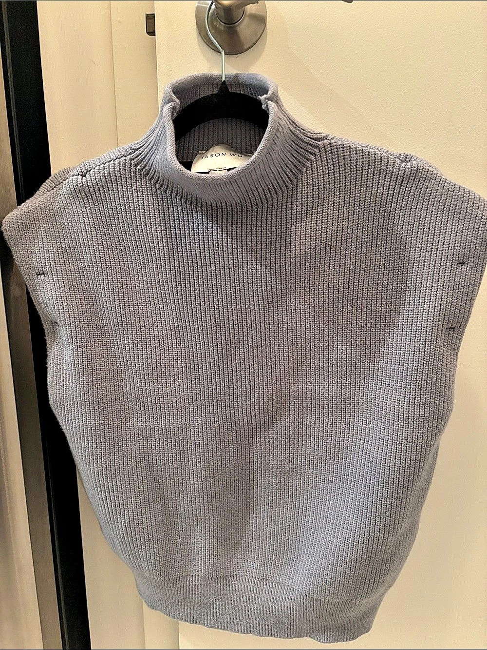 Jason Wu Ribbed Mock Neck Sweater Vest in Blue Size Small